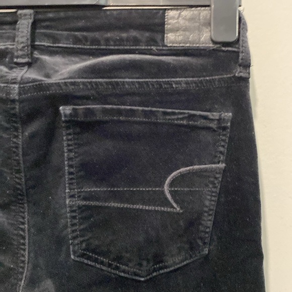 American Eagle Velour Super Stretch Jeans Black skinny Jeggings Size 2 - Picture 9 of 14